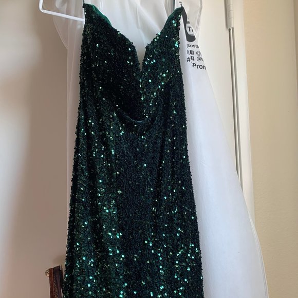 Emerald Sequin Prom Dress - Picture 1 of 6
